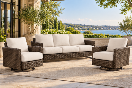 Sorrento Outdoor Wicker Set of 3: Sofa and 2 Swivel Chairs