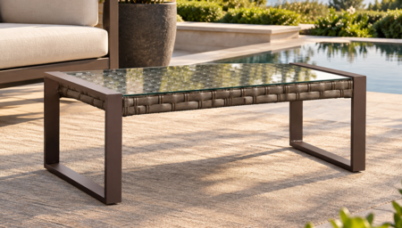 Sorrento Outdoor Wicker Coffee Table with Glass Top