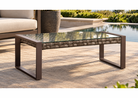 Sorrento Outdoor Wicker Coffee Table with Glass Top