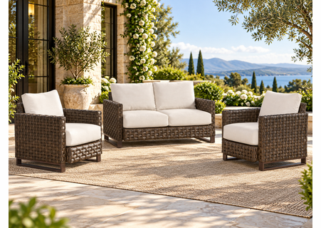 Sorrento Outdoor Wicker Set of 3: Loveseat and 2 Chairs