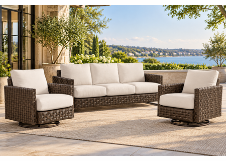 Sorrento Outdoor Wicker Set of 3: Sofa and 2 Swivel Chairs