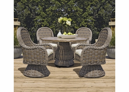 Lane Venture South Hampton Round Dining Table With 4 Swivel Dining Chairs Shown In Sandalwood