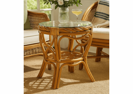 Maui End Table with Glass Top