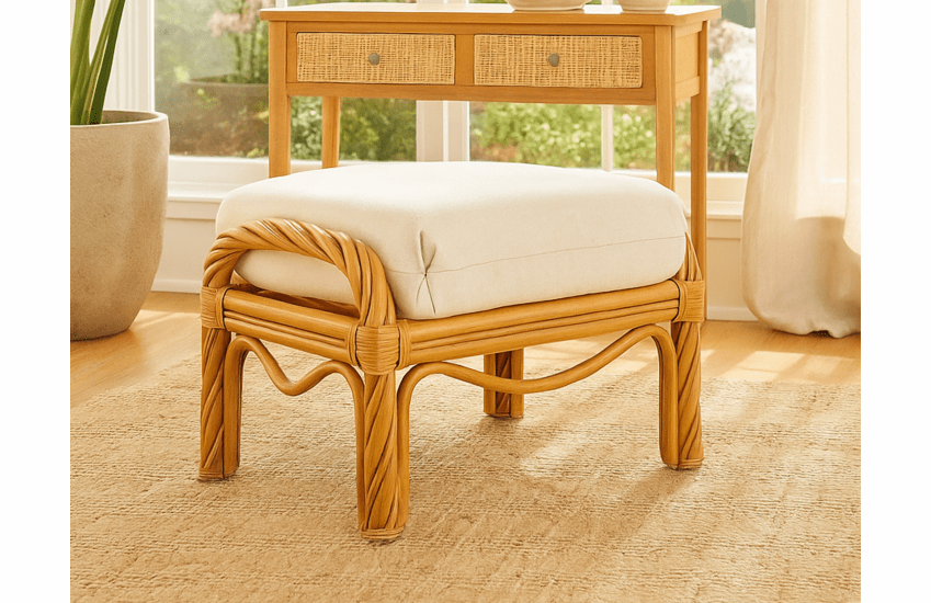 Maui Rattan Ottoman