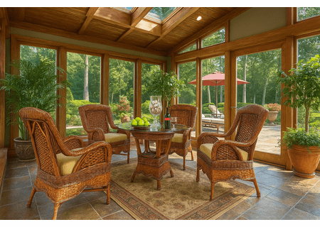 Casablanca Wicker Dining Set of 5 with 45" Square Glass Top