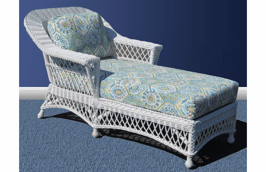 Spice Island Wicker Chaise Lounge - Bar Harbor in White