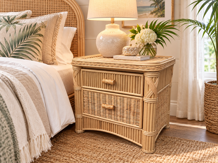 St. Thomas Rattan 2 Drawer Nightstand