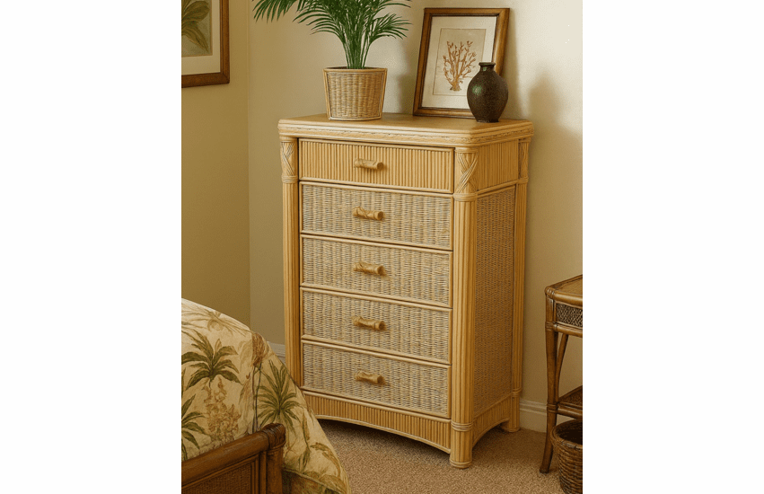 St. Thomas Rattan 5 Drawer Chest