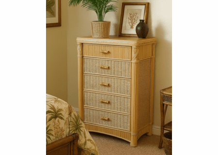St. Thomas Rattan 5 Drawer Chest