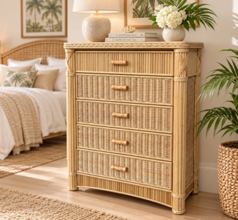 St. Thomas Rattan 5 Drawer Chest
