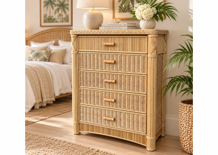 St. Thomas Rattan 5 Drawer Chest