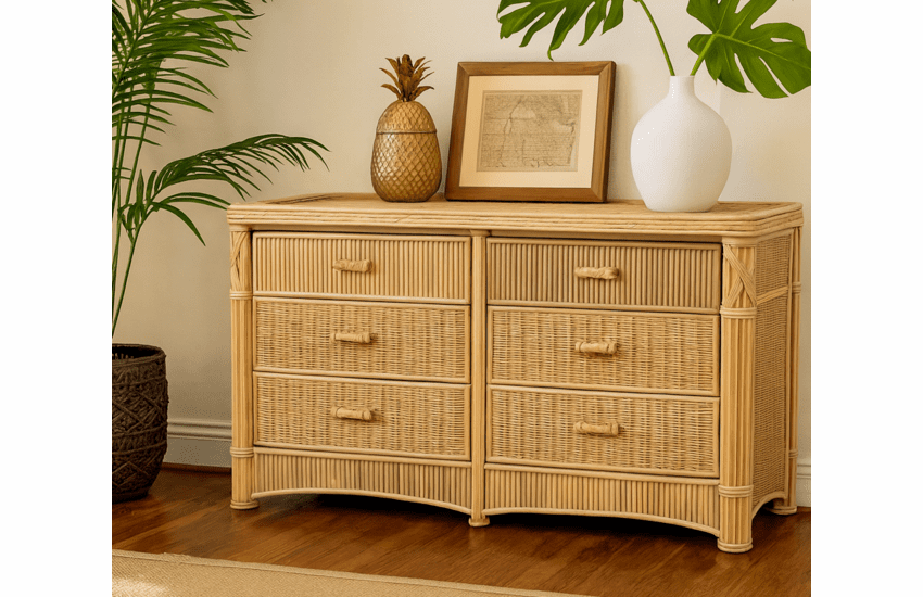 St. Thomas Rattan 6 Drawer Dresser
