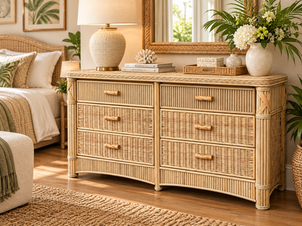 St. Thomas Rattan 6 Drawer Dresser