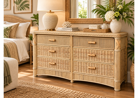 St. Thomas Rattan 6 Drawer Dresser