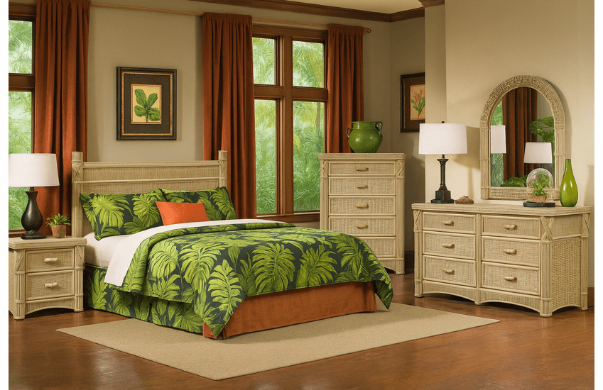 St. Thomas Rattan Bedroom Set of 4