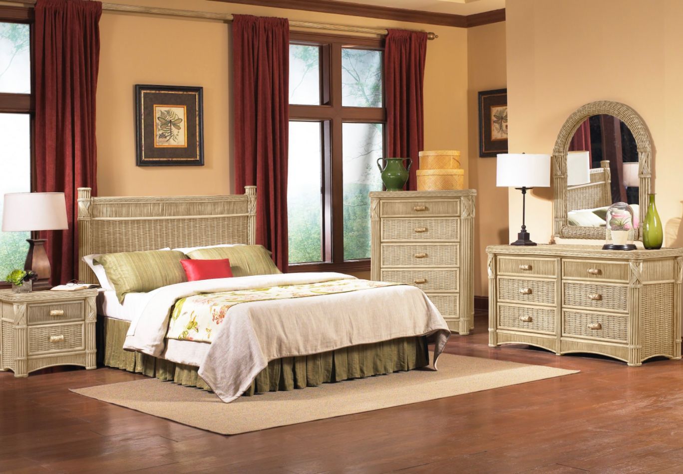 St. Thomas Rattan Bedroom Set of 4