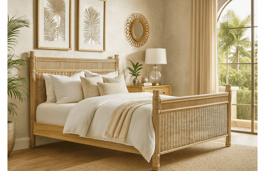 St. Thomas Rattan King Complete Bed