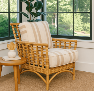Stockbridge Rattan Lounge Chair-Chair no longer has box welting 