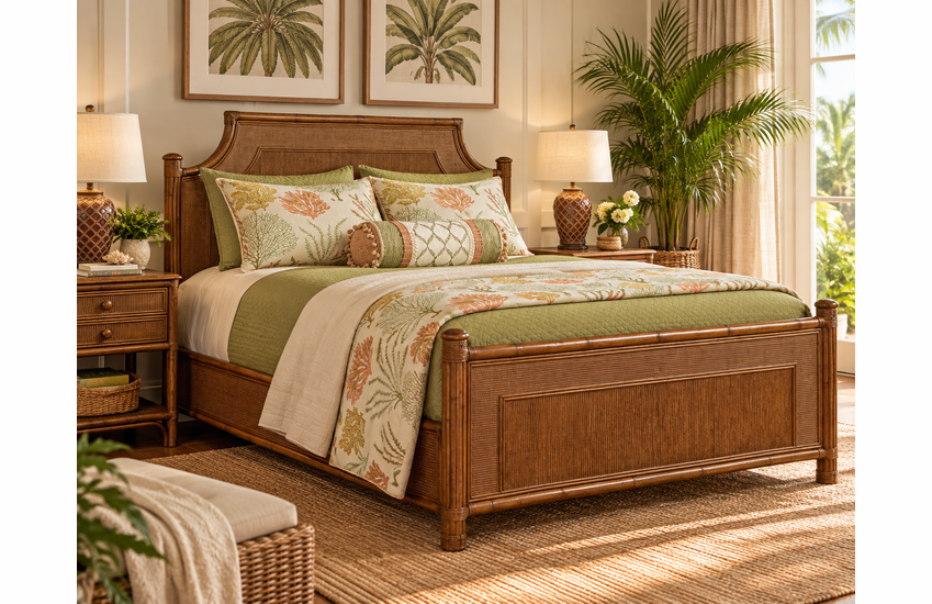 Braxton Culler Summer Retreat Queen Wicker Complete Bed (Available in 30 Finish Choices)
