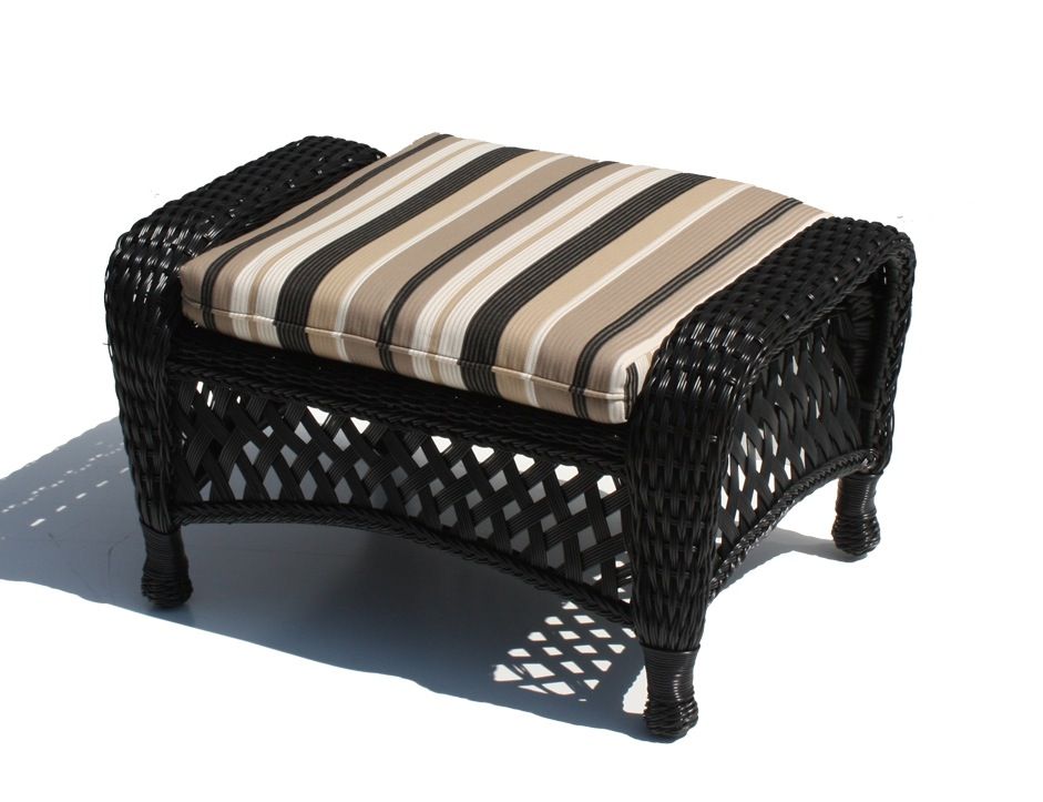 White Outdoor Wicker Ottoman