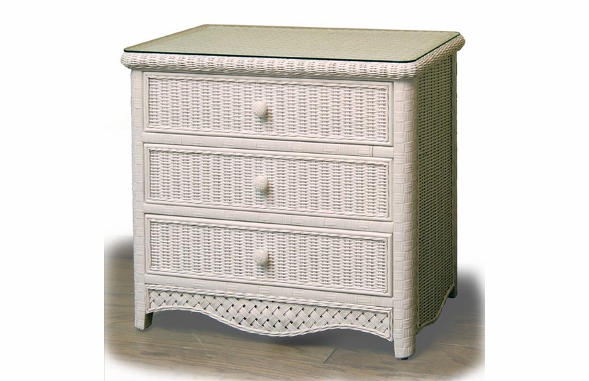 White Wicker 3 drawer Chest Kona collection