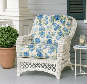 White Wicker Chair - Lanai  With Sunbrella fabrics 