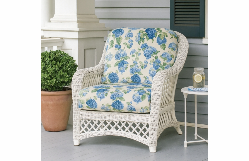 White Wicker Chair - Lanai  With Sunbrella fabrics