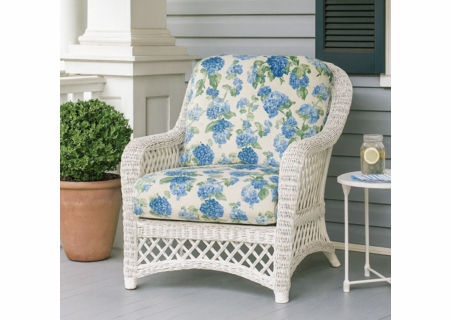 White Wicker Chair - Lanai  With Sunbrella fabrics 