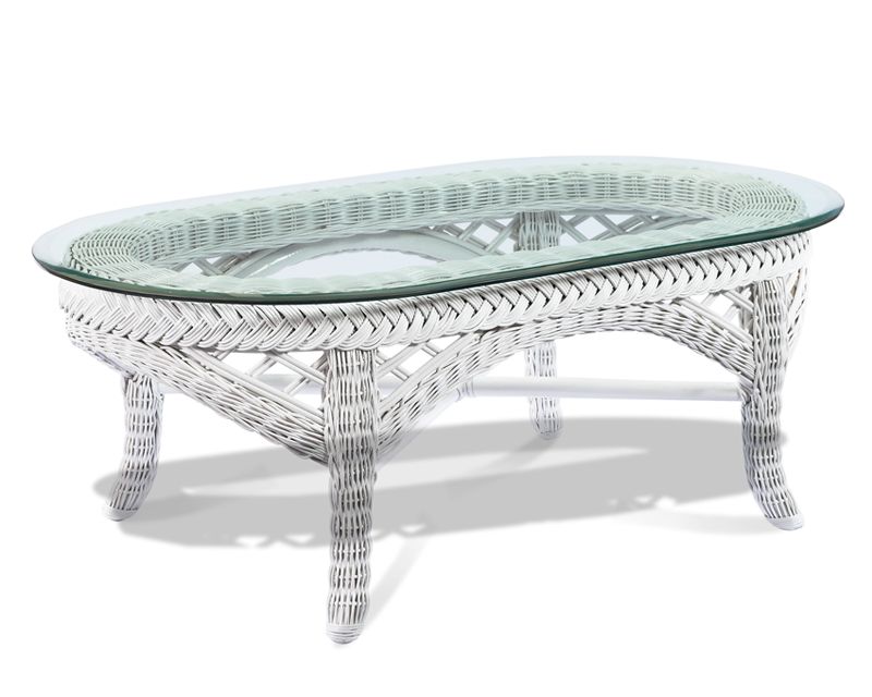 White Wicker Coffee Table Lanai Wicker Paradise