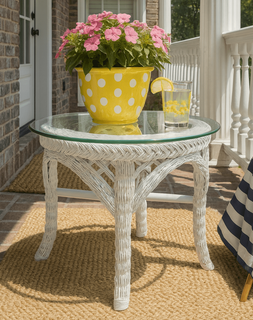 Wicker End Table - Lanai White