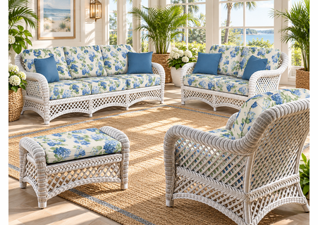 White Wicker Lanai Collection- Our Most Comfortable Timeless Wicker Design 