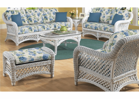 White Wicker Lanai Set of 5-Loveseat NOT included 