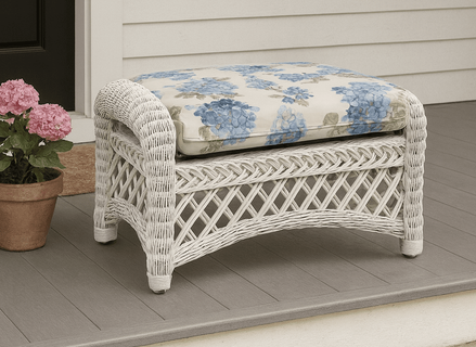 Wicker Ottoman - Lanai White