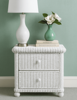 Wicker 2 Drawer Nightstand - Elana