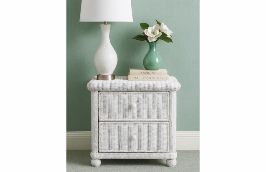 Wicker 2 Drawer Nightstand - Elana