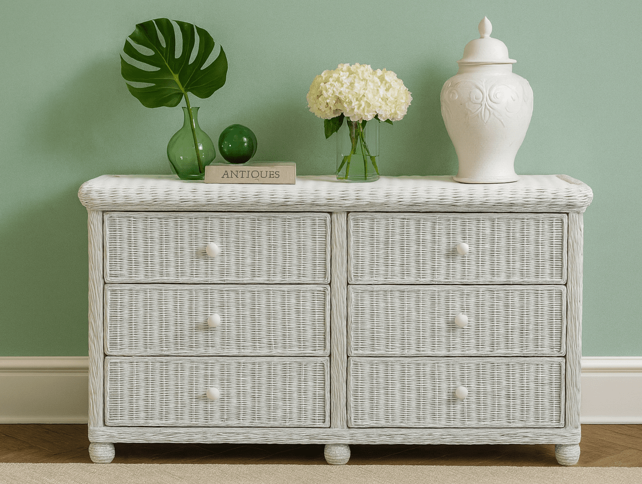 Wicker 6 Drawer Dresser - Elana - Wicker Paradise