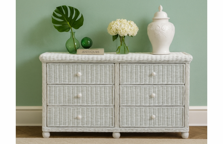 Wicker 6 Drawer Dresser - Elana