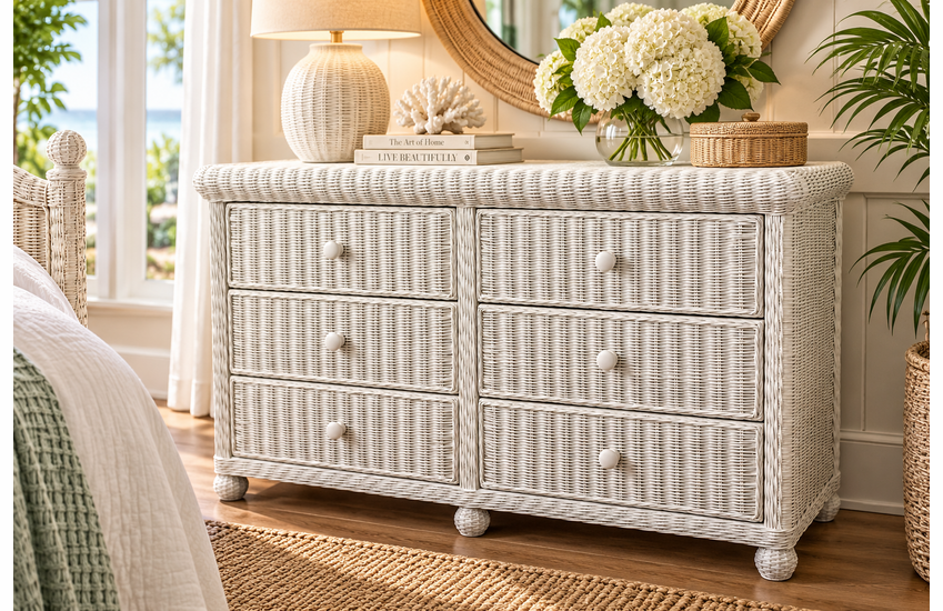 Wicker 6 Drawer Dresser - Elana