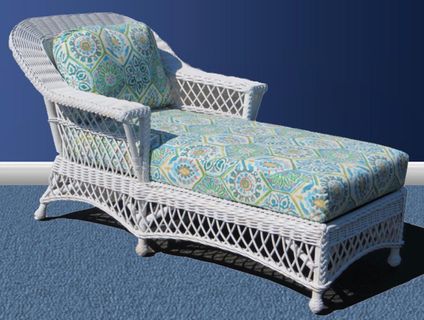 Spice Island Wicker Chaise Lounge - Bar Harbor in White