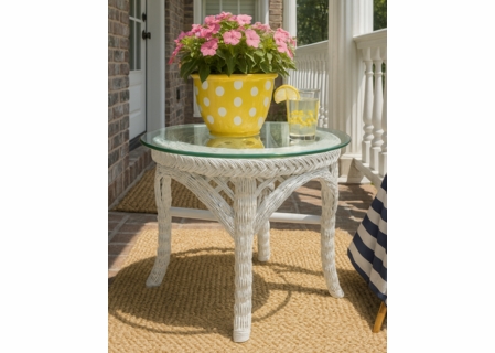 Wicker End Table - Lanai White