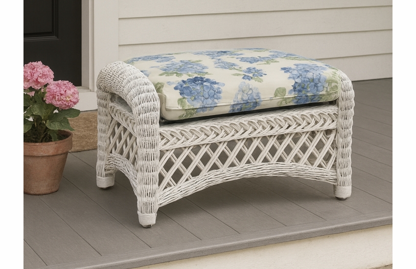 Wicker Ottoman - Lanai White