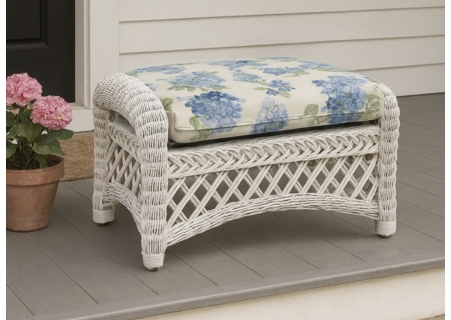 Wicker Ottoman - Lanai White