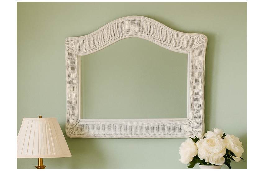 Wide Arched Wicker Mirror
