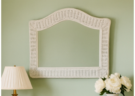 Wide Arched Wicker Mirror