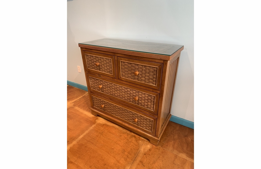 Wood and Wicker 4 Drawer Chest