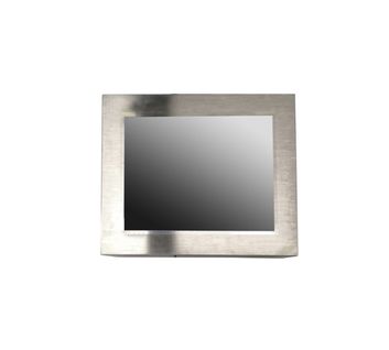 High Brightness Rugged Completely Sealed Full IP66/NEMA4X 12.1" Stainless Steel Chassis LCD Monitor, 1024x768, 1000nits, VGA+DVI, 12VDC Input, AR Glass, VESA Mounting