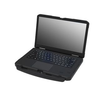 14" Rugged Laptop powered by Intel Core i5-1135G7 1920x1080, 32GB DDR5, 512GB NVMe SSD, Dual hot-swappable batteries, designed for reliable field Performance with Wi-Fi, Bluetooth, and GNSS connectivity.