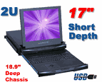 17" Rackmount LCD Monitor Short-depth USB KVM