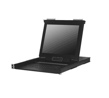 17" A-Grade LCD Panels, Combo DB15 16-Port integrated KVM switch & with an option remote IP console and 110VDC Terminal Block "+" and "-".