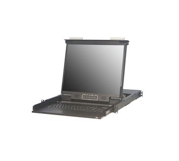 1U 17" LED 1280x1024 Single Slide LCD 104 Keyboard Touchpad, 250nits, 72~144 VDC with terminal block Resistive touchscreen (USB interface)